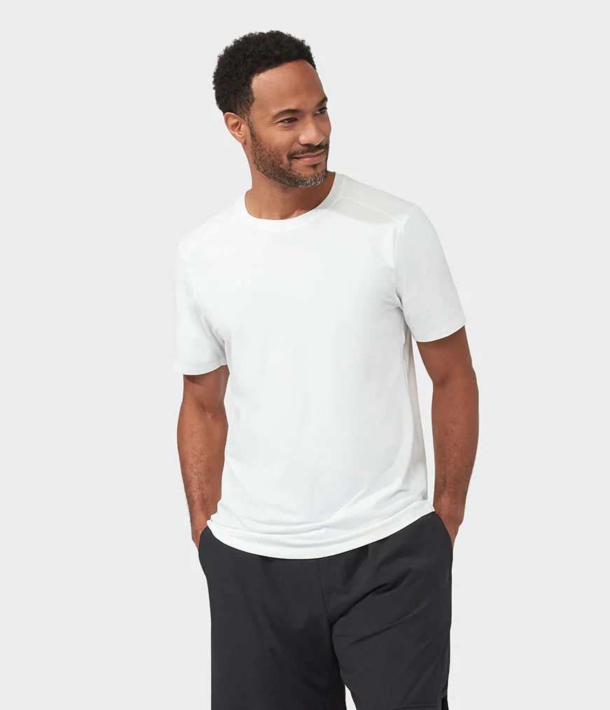 Men's Manduka TECH T Shirts White | 3531643